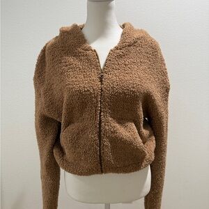 Skims Cropped Cozy Brown Teddy Jacket